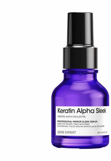 Sérum para el frizz del cabello liso, encrespado y sin brillo del tratamiento Keratin Alpha Sleek LOréal Professionnel